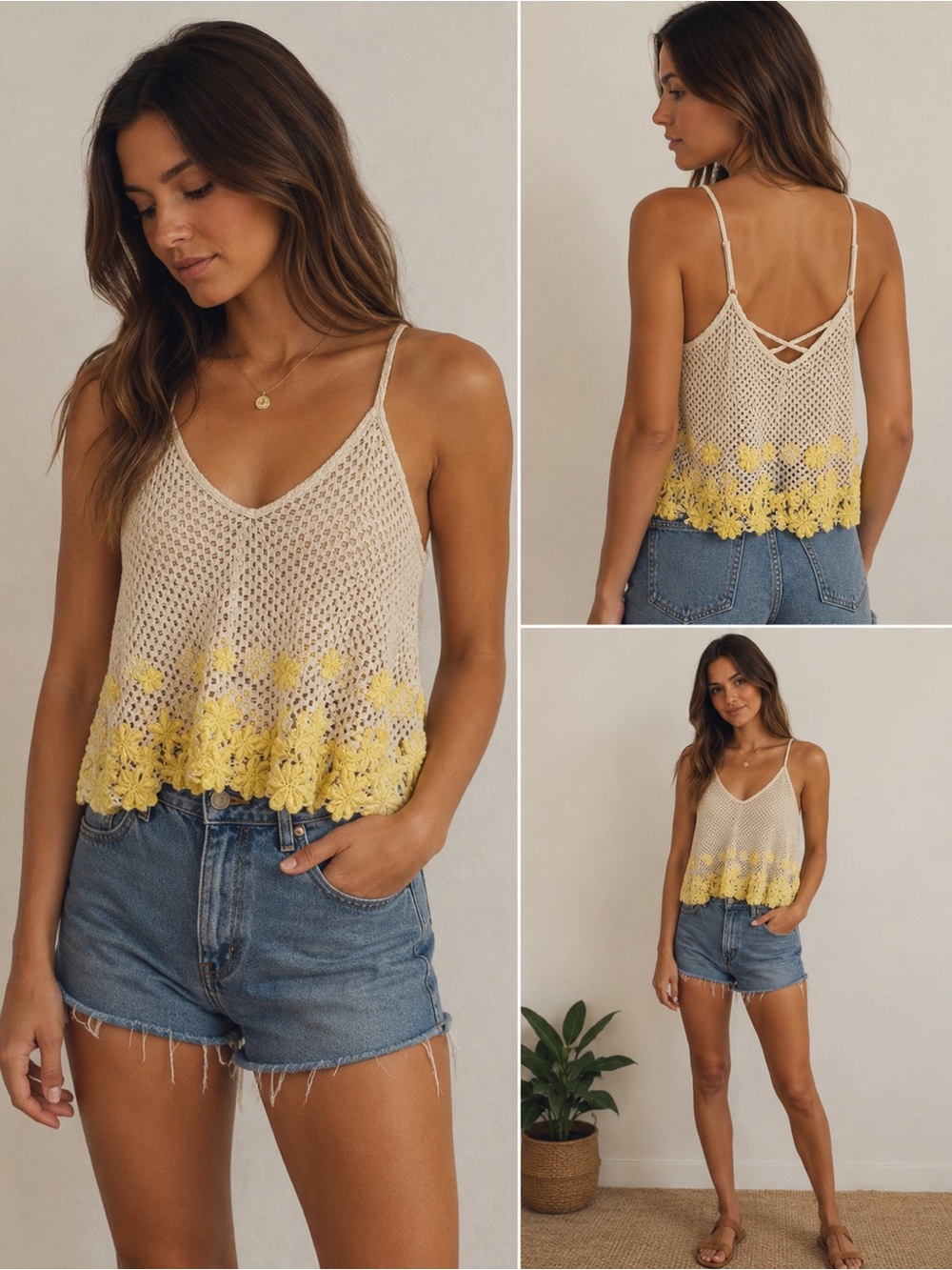 Free People Boho Floral Crochet Top